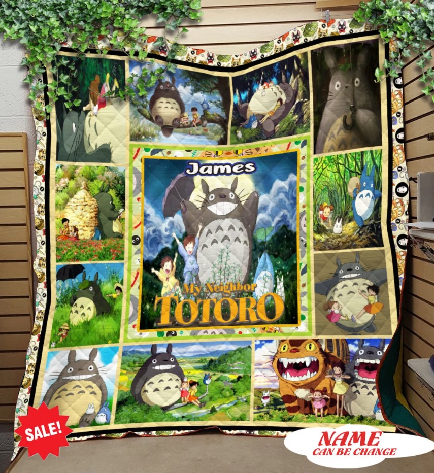 Personalized Totoro Quilt Blanket Spirited Away Animated Caracter Movie Cartoon Studio Ghibli Fleece Blanket